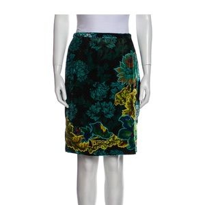 Etcetera By Edmund Chin floral print velvet skirt